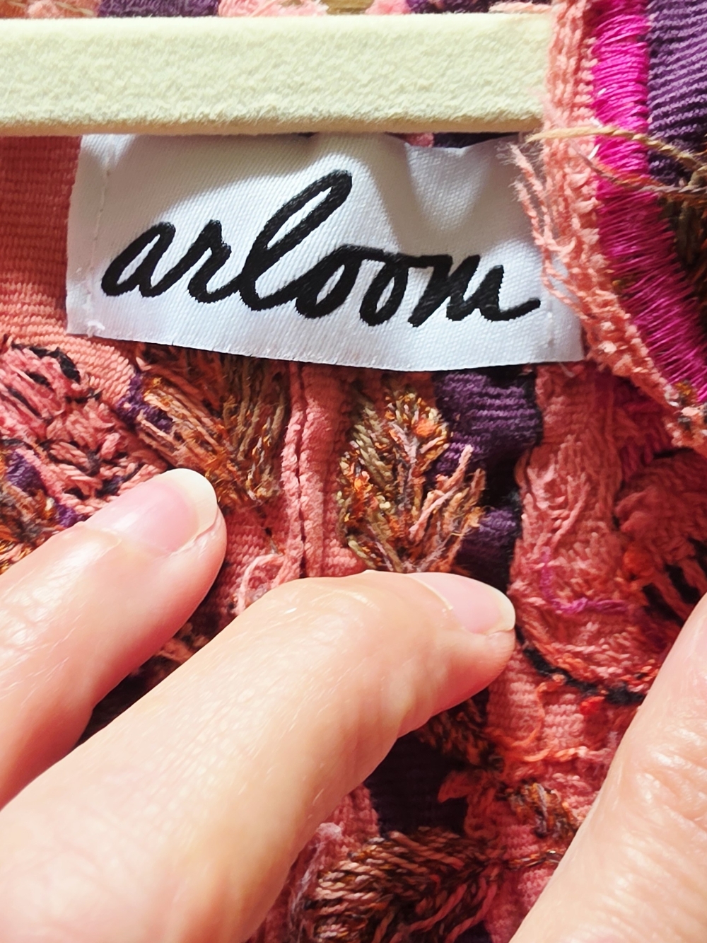 Arloom Vintage Huipil Top Pink With Purple Stripes - Picture 3 of 12